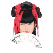 Het vintage meisje van de Geisha met ventilator