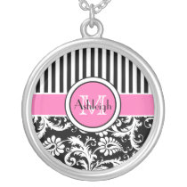 Het zwarte, Roze, Witte Gestreepte Ketting van het