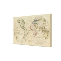 Kaart van Wereld 4 Canvas Afdrukken