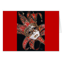 Karmozijnrood Masker Carnivale Wenskaart