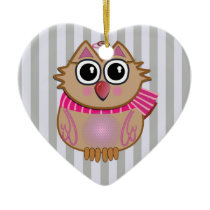 Leuk gestreept ornament met babyUil
