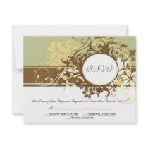 Leuke Bloemen Bruine Vintage Elegante Kaarten RSVP
