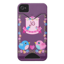 Leuke iPhone 4 vogels & Monogram van de gevalTjilp