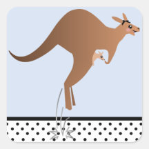 Leuke kangoeroe met baby in zak sticker
