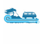 'Longboard' Retro Surf Tee in Turquoise & Aqua