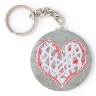 Love heart in red, white and grey zazzle_keychain