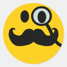 Monocle & Snor Smiley (Klantgerichte backgrnd) Sticker