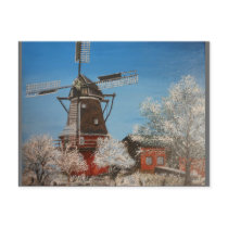 Nederlandse Windmolen in de Winter