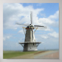 Nederlandse windmolen afdruk