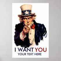 Oom Sam "ik u" wil personaliseerde Poster