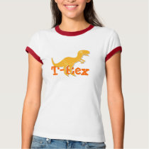 Oranje t-Rex Cartoon Dino Name T-Shirt
