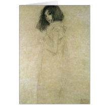 Portret van een jonge vrouw, 1896-97 wenskaart