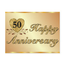 Prentbriefkaar - 50ste Verjaardag - Goud