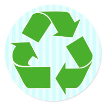 Recycleer Sticker met Blauwe Strepen