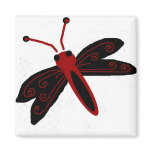 Red and black Dragonfly magnet