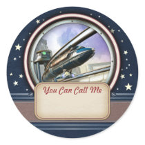 Retro Futuristische Stickers van het Naamplaatje v
