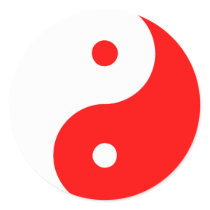 Rood Taijitu van het Teken van het Taoïsme van Yan