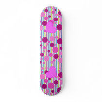 Roze bel en Hart met op het Skateboard van Strepen