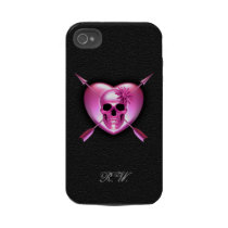 Roze iPhone 4 van het Hart en van de Schedel Geval Iphone 4 Tough Cases