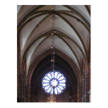 Rundes blaues Kirchenfenster Postkarte