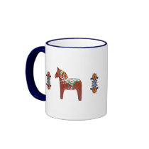 Skandinavisch Paard Dala met Rosemaling Bekers
