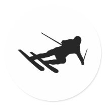 ski bergaf ski?end skiër ronde sticker
