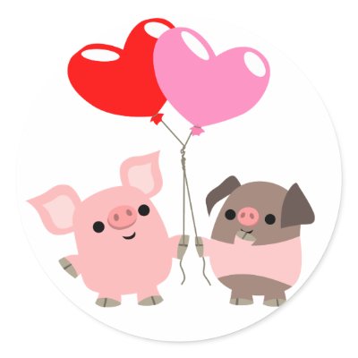 Sticker de verwarde van Harten (de Varkens van de  door Lioness_Graphics