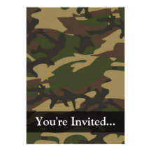 Stoffige Groene Camo Custom Uitnodging