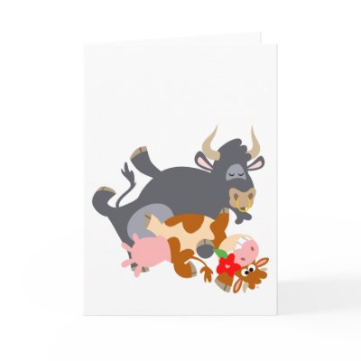 Tango!! (cartoonstier en koe) Wenskaart door Lioness_Graphics