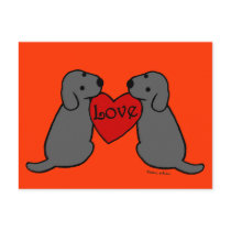 Twee Zwarte Labradors met de Cartoon van de Liefde