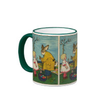 Vintage Kunst - Meisje met het Påsk kanin