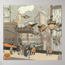 Vintage Science fiction Steampunk Stedelijk Parijs