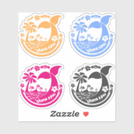ʻOhana A Pau Hawaiian Family 4-Color Square Sticke Sticker