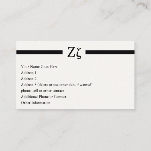 Ζ - Overdrachten voor het overbrengen van de steke Visitekaartje (Achterkant)