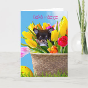 Καλό πάσχα Chihuahua puppy wenskaart Feestdagen Kaart