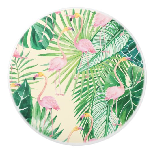 Μ Beauful Flamingos Keramische Knop (Voorkant)