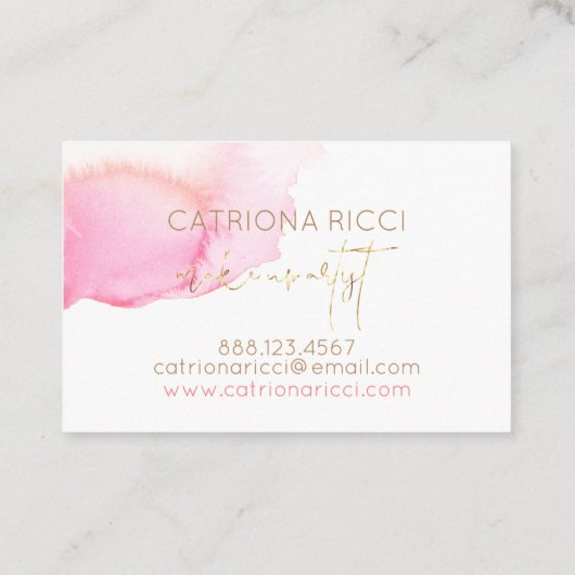 Μ Beauful Pink make up Visitekaartje (Achterkant)