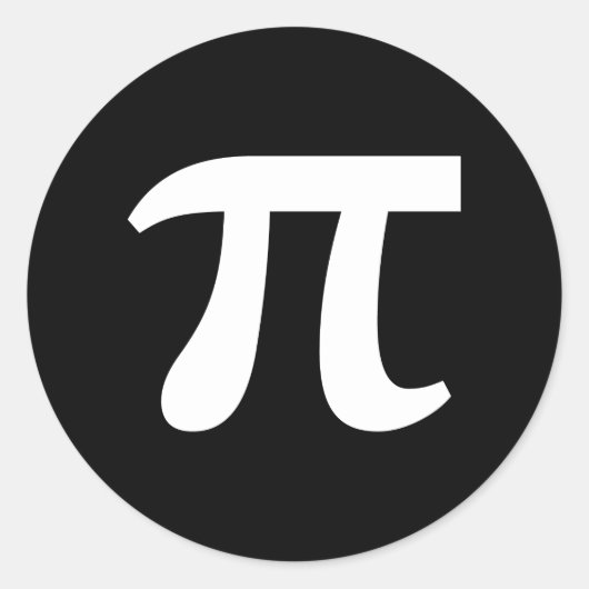 π Pi White Writing Classic Round Sticker (Voorkant)