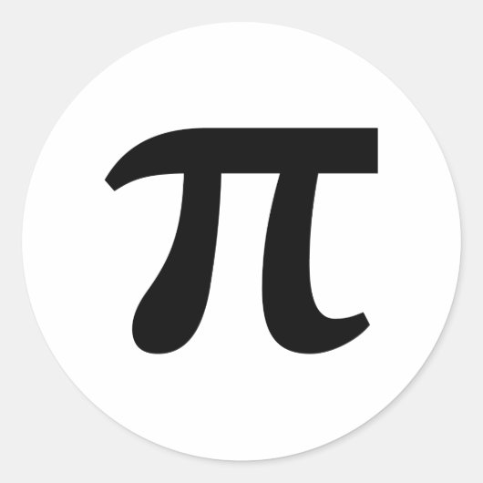 π Pi Zwart Schrift Ronde Sticker (Voorkant)