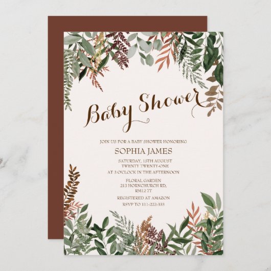 А utumn Leaves Baby shower Kaart (Voorkant / Achterkant)