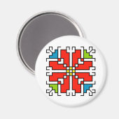 М0041 Magnet Bulgaars folkmotief shevitsa rood (Voorkant / Achterkant)