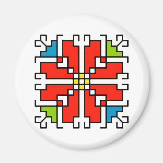 М0041 Magnet Bulgaars folkmotief shevitsa rood (Voorkant)