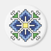 М0065 Magnet Bulgaars folkmotief shevitsa blauw (Voorkant)