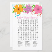 С bloemen Baby shower Word Search Game (Voorkant / Achterkant)