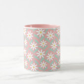 С hamomile roze Blauwgroen ventilatorbladeren Mok (Midden)