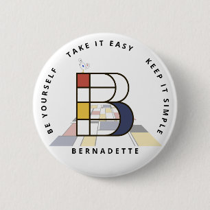 С het fascineren van neoplasticisme Art Monogram. Ronde Button 5,7 Cm