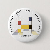 С het fascineren van neoplasticisme Art Monogram. Ronde Button 5,7 Cm (Voorkant)