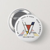 С het fascineren van neoplasticisme Art Monogram.  Ronde Button 5,7 Cm (Voorkant /achterkant)