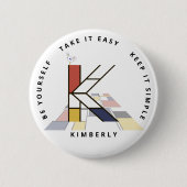 С het fascineren van neoplasticisme Art Monogram.  Ronde Button 5,7 Cm (Voorkant)