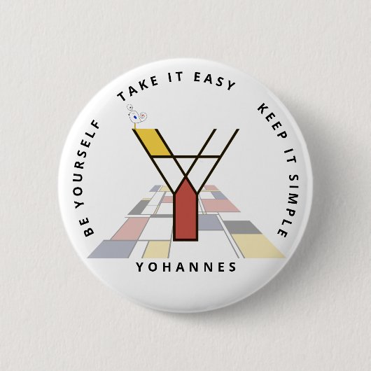 С het fascineren van neoplasticisme Art Monogram.  Ronde Button 5,7 Cm (Voorkant)